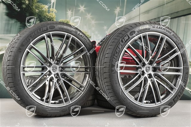 21" Turbo IV Design Sommerräder, Felgen 9,5J x 21 ET27 + 10J x 21 ET19 + Michelin Sommerreifen 265/40 R21 + 295/35 R21, mit RDK-Sensoren