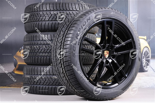 20-inch Cayenne COUPE Sport winter wheel set, rims 9J x 20 ET50 + 10,5J x 20 ET55 + NEW Pirelli winter tyres 275/45 R20 + 305/40 R20, with TPMS, black high gloss