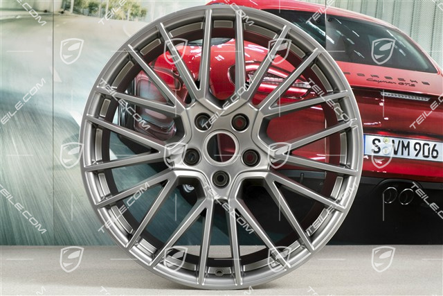 21-inch wheel rim set Cayenne RS Spyder, 11J x 21 ET49 + 9,5J x 21 ET46, for Cayenne Coupe, Platinum satin matt