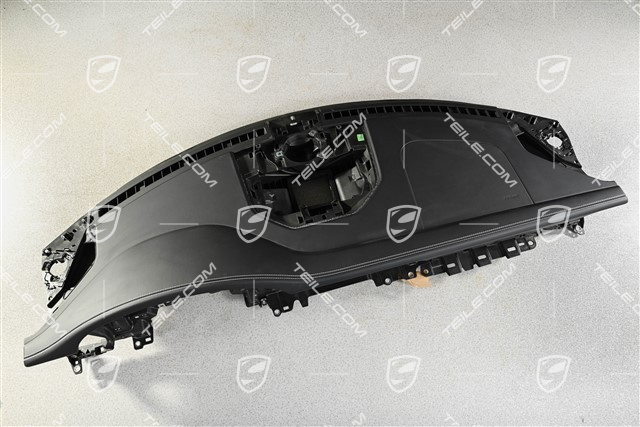 Dashboard trim, upper part, leather, black with silver stitching, Weissach Package