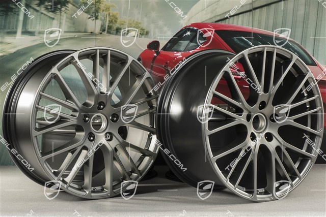 21" Komplet felg Panamera Exclusive Design Sport, 9,5J x 21 ET71 + 11,5J x 21 ET69, Platinum