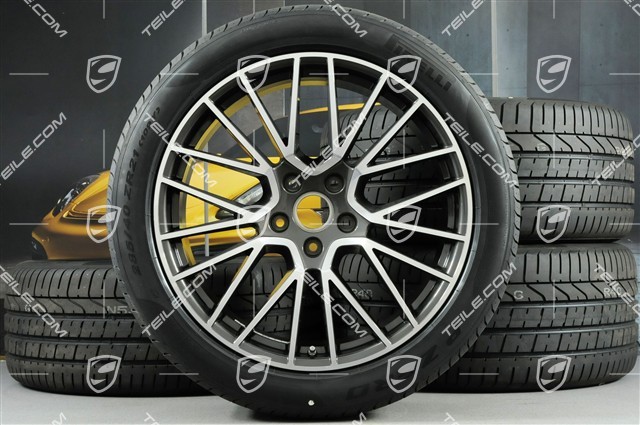 21-inch Cayenne RS Spyder summer wheel set, rims 9,5J x 21 ET46 + NEW 11,0J x 21 ET49 + Pirelli P Zero summer tyres 285/40 R21 + 315/35 R21