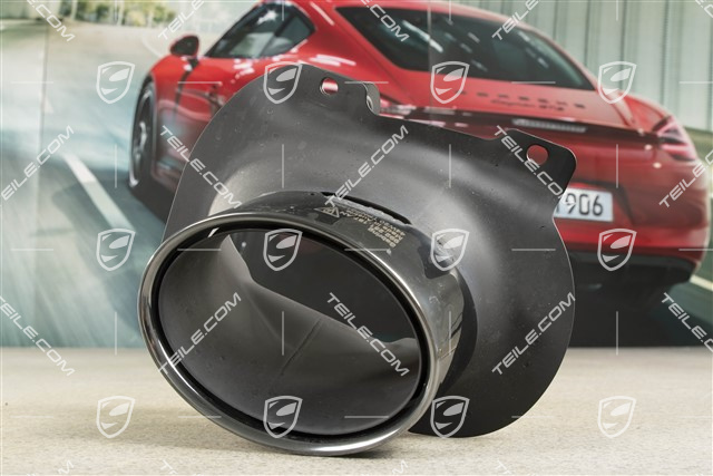 Końcówka, Turbo, okrągła, Sportowy układ wydechowy, Czarna/Chrom, L