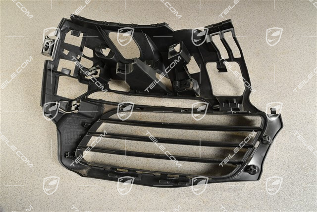 Front bumper retainer frame / grille / vent, lateral, Black matte, L