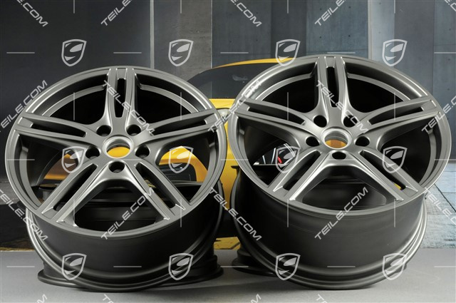 20" Komplet felg Panamera Turbo, 9,5J x 20 ET71 + 11,5J x 20 ET68, Platinum satynowy mat