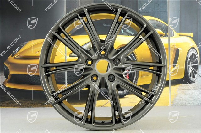 21" Felgensatz Panamera Exclusive, 9,5J x 21 ET71 + 11,5J x 21 ET69, Platinum Seidenmatt