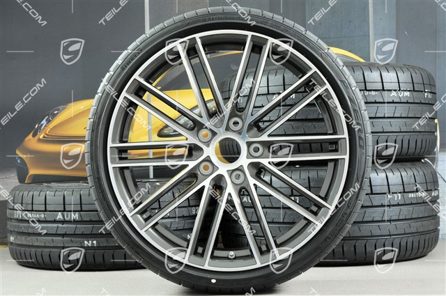 20" Turbo IV Sommerräder Satz, Felgen 8,5J x 20 ET57 + 10,5J x 20 ET47 + Sommerreifen 235/35 ZR20 + 265/35 ZR20, mit RDK-Sensoren