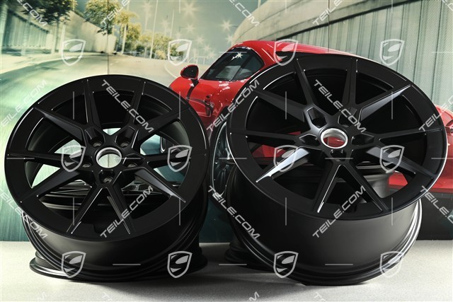20+21-inch Carrera S wheel rim set, 8,5J x20 ET50 + 11,5J x 21 ET79, black satin matt