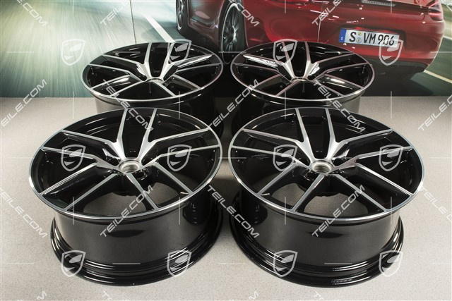 20" komplet felg Macan S, 9J x 20 ET26 + 10J x 20 ET19, czarny