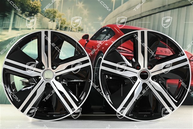 22-inch Macan Exclusive Design wheel rim set, 9J x 22 ET29 + 11J x 22 ET47, black high gloss