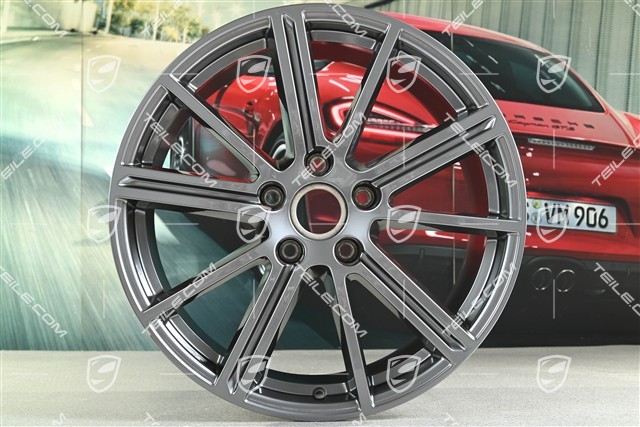 20" wheel rim set Panamera Turbo, 9.5J x 20 ET71 + 10.5J x 20 ET71, Adamantium