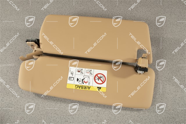 Sonnenblende, mit Spiegel und Leuchte, Kunstleder, Luxor beige, R