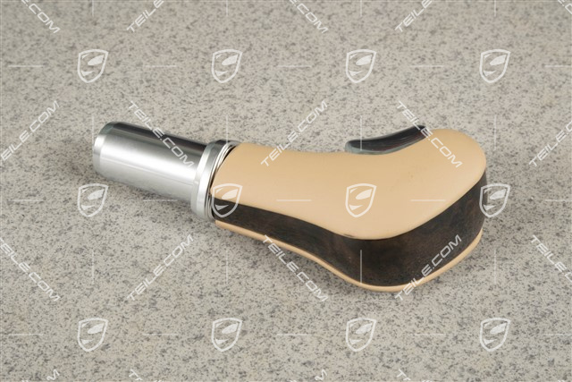Gałka zmiany biegów, American walnut root, Tiptronic, skóra, Luxor beige