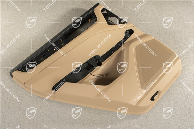 Tapicerka drzwi tylna, wersja bez rolety szyby, Burmester, skóra, Czarny / Mojave, L