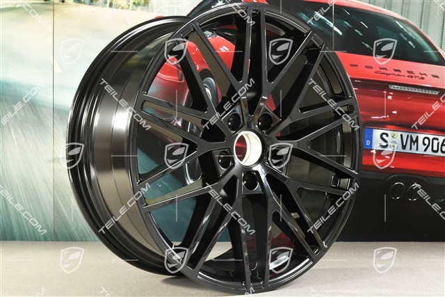 21-inch wheel rim set Cayenne RS Spyder Design, 11J x 21 ET49 + 9,5J x 21 ET46, black high gloss