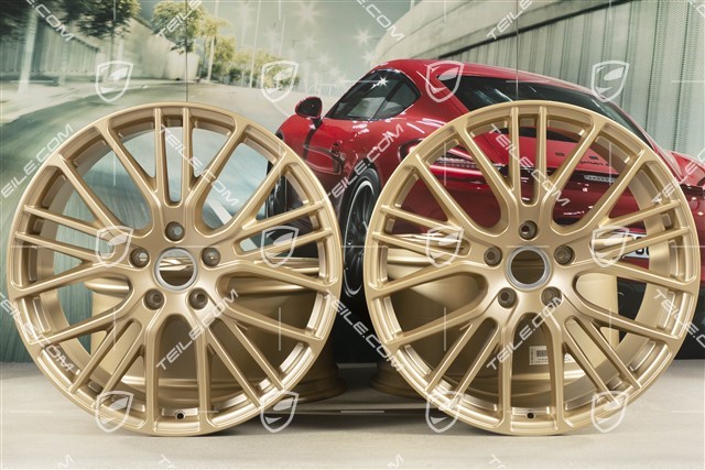 21" Felgensatz Panamera Exclusive Design Sport, 9,5J x 21 ET71 + 11,5J x 21 ET69, Aurum Seidenmatt
