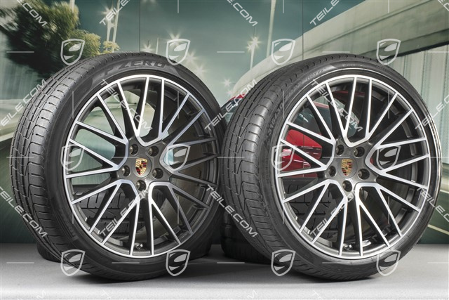 22" Cayenne Coupé RS Spyder Sommerräder Satz, Felgen 10J x 22 ET48 + 11,5J x 22 ET52 + NEUE Pirelli P Zero Sommerreifen 285/35 R22 + 315/30 R22, mit RDK-Sensoren
