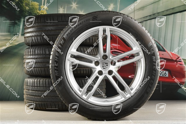 19-inch "Macan Turbo" summer wheels set, rims 8,5J x 19 ET21 + 9J x 19 ET21, summer tyres Michelin 235/55 R 19 + 255/50 R 19, with TPMS
