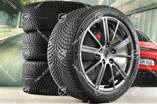 20-inch Panamera Turbo Winter wheel set, wheel rims 9,5J x 20 ET71 + 10,5J x 20 ET71 + NEW Michelin Pilot Alpin 5 winter tyres 275/40 R20 + 315/35 R20, Adamantium