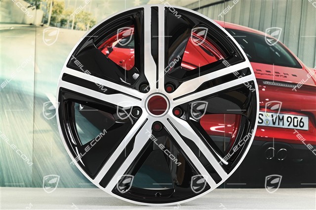 22-inch Macan Exclusive Design wheel rim set, 9J x 22 ET29 + 11J x 22 ET47, black high gloss
