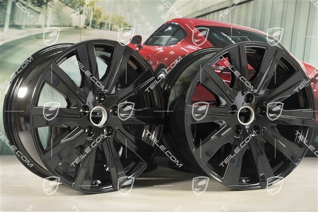 20" komplet felg Taycan Tequipment Design, 9J x 20 ET54 + 11J x 20 ET60, czarny wysoki połysk
