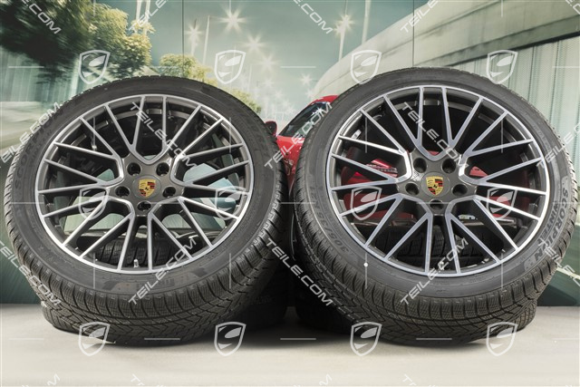 21" koła zimowe Cayenne RS Spyder, komplet, felgi 9,5J x 21 ET46 + 11,0J x 21 ET58 + NOWE opony zimowe Pirelli 275/40 R21 + 305/35 R21, z czujnikami ciśnienia
