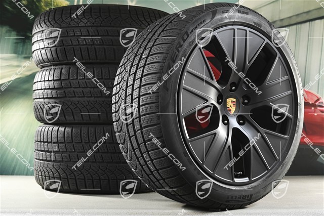 20-inch Turbo Aero winter wheel set, rims 9J x 20 ET54 + 11J x 20 ET60 + Pirelli winter tyres 245/45 R20 + 285/40 R20, black satin matt