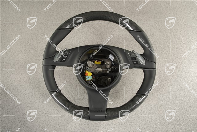 PDK, Multifunction steering wheel, heated, leather and CARBON, black