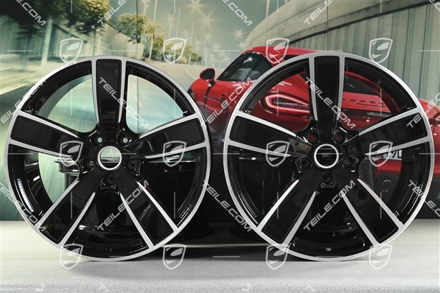 22" Cayenne Coupé Sport Classic Felgensatz, Felgen 10J x 22 ET48 + 11,5J x 22 ET52, schwarz hochglanz