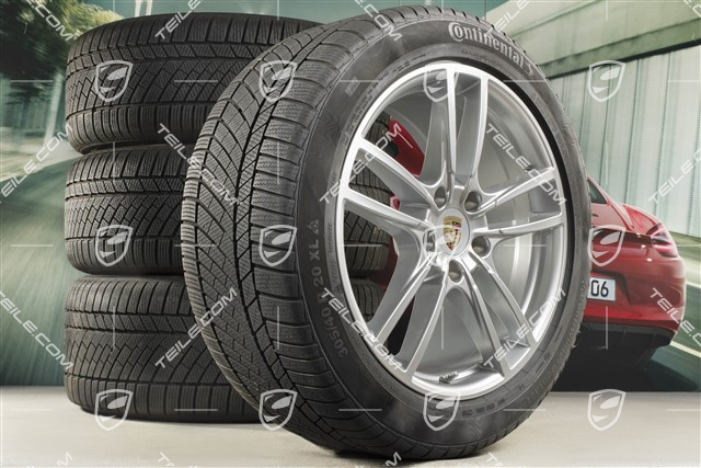 20" koła zimowe Cayenne Sport, komplet, felgi 9J x 20 ET50 + 10,5J x 20 ET64 + opony zimowe Continental 275/45 R20 + 305/40 R20, z czujnikami ciśnienia