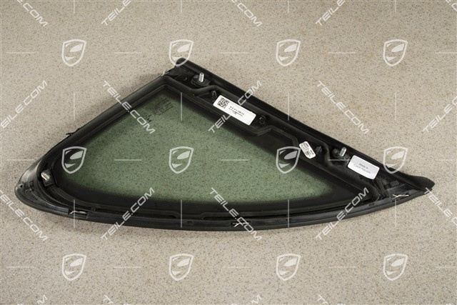 Side window with moulding, aluminium package Black, Green heat-Insulating glass in rear, R