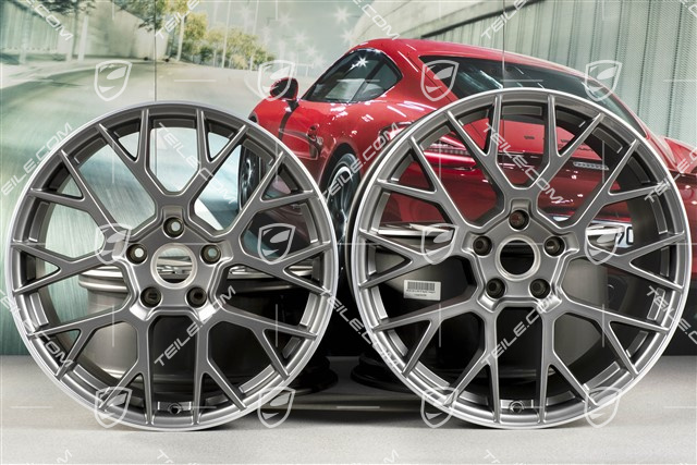 20+21-inch wheel rim set RS Spyder, rims: front 8,5J x 20 ET53 + rear 11,J x 21 ET67, platinum satin matt