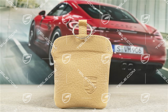 Schlüsseltasche aus Leder, Kaschmirbeige, Porsche 911 70er bis 90er Jahre