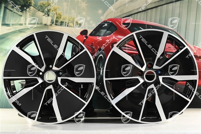 21" Komplet felg Macan Turbo, 8,5J x 21 ET27 + 10,5J x 21 ET47, czarny wysoki połysk