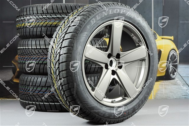 19" "Sport Classic" koła zimowe komplet, felgi 8J x 19 ET21 + 9J x 19 ET21 + NOWE opony zimowe Dunlop 235/55 R19 + 255/50 R19, platynowe (półpołysk), z czujnikami ciśnienia RDK