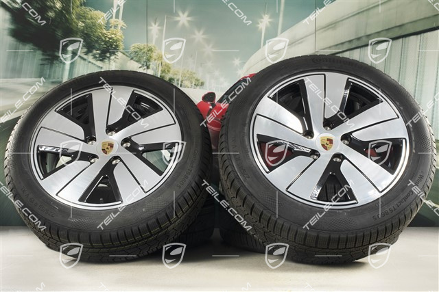19" koła zimowe Taycan S, komplet, felgi 8J x 19 ET50 + 10J x 19 ET47 + NOWE opony zimowe Continental 225/55 R19 + 275/45 R19