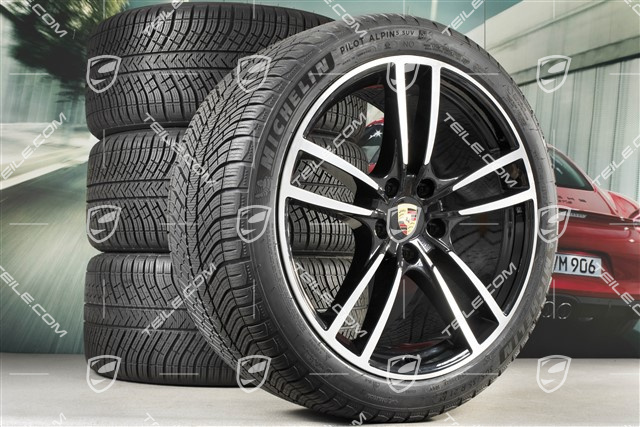 21-inch Cayenne Turbo winter wheel set, rims 9,5J x 21 ET46 + 11,0J x 21 ET58 + NEW Michelin winter tyres 275/40 R21 + 305/35 R21, with TPMS, black high gloss