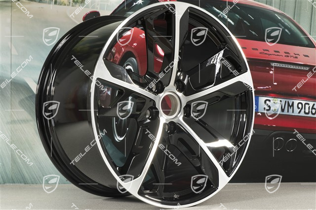 21" Wheel rim set Cross Turismo Design, 9,5J x 21 ET60 + 11,5J x 21 ET66, black high gloss + glossy Surface