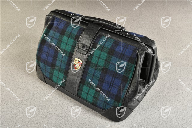 Porsche Classic Pflegeset mit Tasche (Schottenkaro Blau/Grün), für alle Modelle