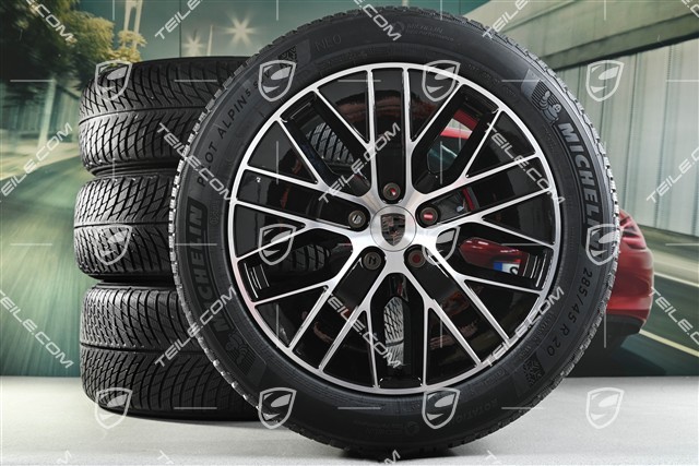 20-inch Macan S winter wheel set, rims 7,5J x 20 ET32 + 10J x 20 ET49 + NEW Michelin winter tyres 235/55 R20 + 285/45 R20, black high gloss