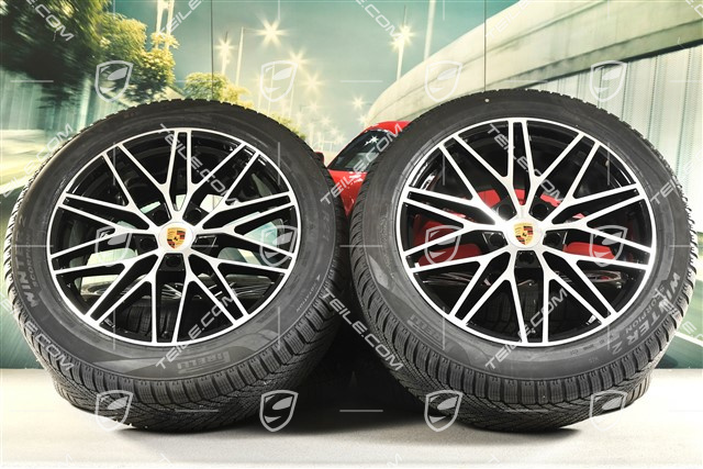 21" koła zimowe RS Spyder Design, komplet, felgi 9,5J x 21 ET46 + 11,0J x 21 ET58 + opony zimowe Pirelli 285/45 R21 + 305/40 R21, z czujnikami ciśnienia, czarny wysoki połysk