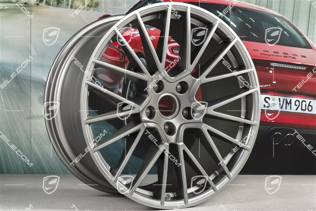 21-inch wheel rim set Cayenne RS Spyder, 11J x 21 ET58 + 9,5J x 21 ET46, Platinum satin matt