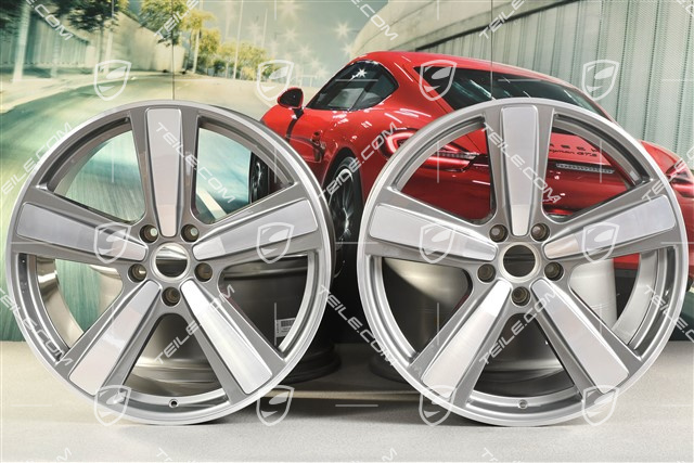22" Komplet felg Cayenne Coupe Exclusive Design Sport, 10J x 22 ET48 +11,5J x 22 ET52, platynowy srebrny