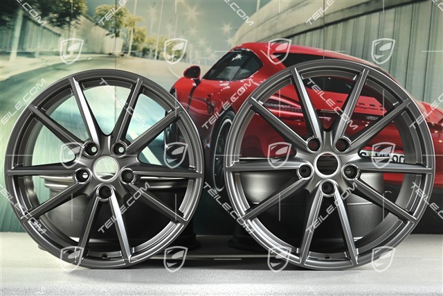 20+21" Komplet felg Carrera S, felgi: przednie 8,5J x 20 ET53 + tylne 11,5J x 21 ET67, platinum satynowy mat