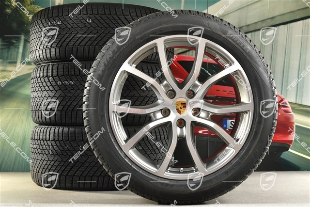 21" koła zimowe Cayenne Exclusive Design, komplet, felgi 9,5J x 21 ET46 + 11,0J x 21 ET58 + NOWE opony zimowe Pirelli Scorpion Winter 2 285/45 R21 + 305/40 R21, z czujnikami ciśnienia