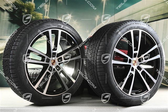 22-inch winter wheel set Sport Design, wheel rims 10J x 22 ET48 +11,5J x 22 ET52 + NEW Continental winter tyres 285/40 R22 + 315/35 R22, black high gloss