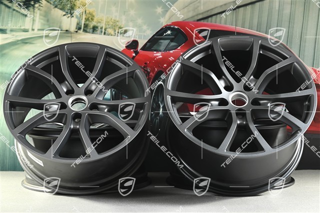21-inch wheel rim set Cayenne Exclusive Design, 11J x 21 ET49 + 9,5J x 21 ET46, for Cayenne Coupé, Vesuvius grey