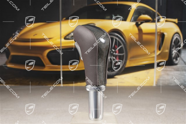 Gearshift knob carbon, leather, Espresso