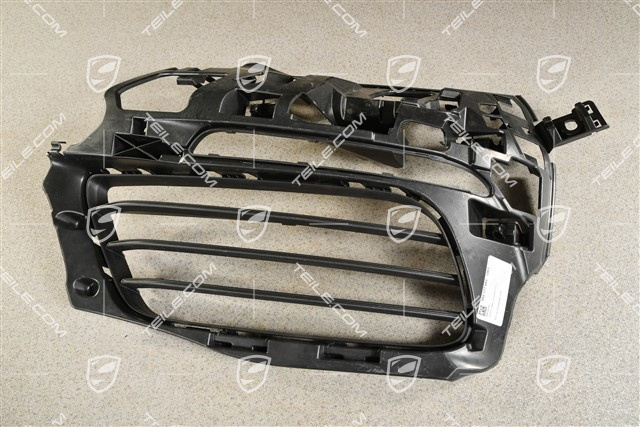 Front bumper retainer frame / grille / vent, lateral, Black matte, L