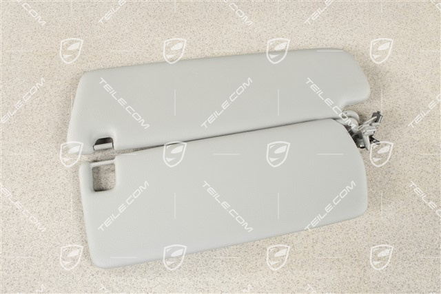 Sonnenblende, mit Spiegel, Stahlgrau, Kunstleder, R